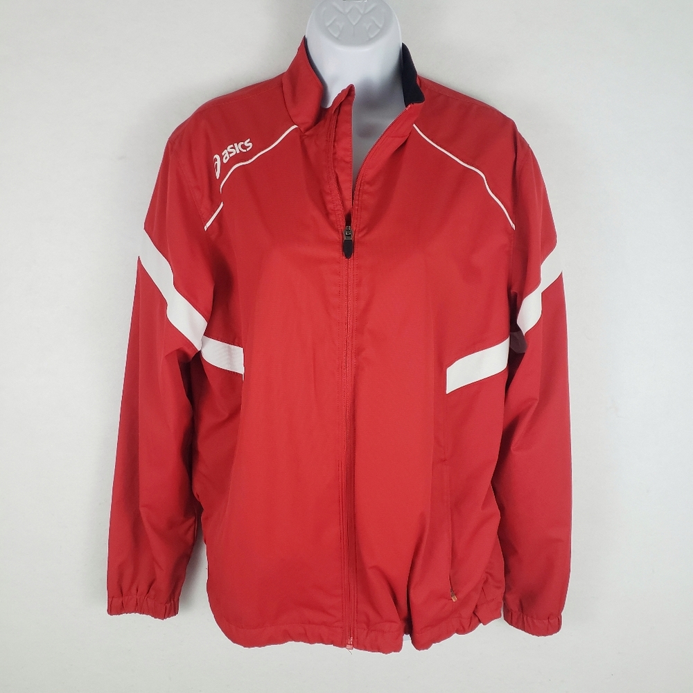 Asics Windbreaker Lightweight Running Jacket Red and White Size Small